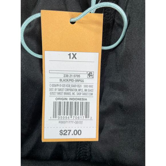 Kona Sol Swim Shorts Womens 1X Black Activewear High Rise Elastic Waist NWT - Picture 3 of 9